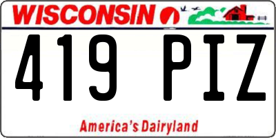 WI license plate 419PIZ