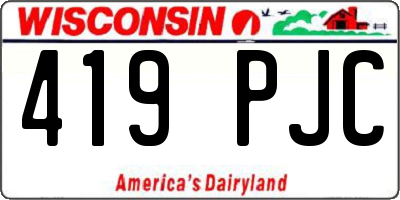 WI license plate 419PJC