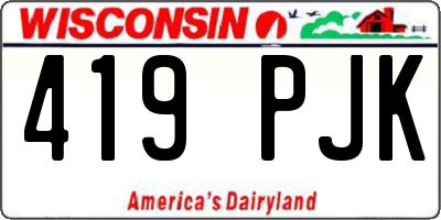 WI license plate 419PJK