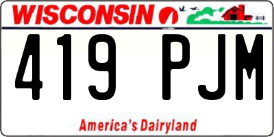 WI license plate 419PJM