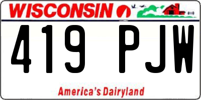 WI license plate 419PJW