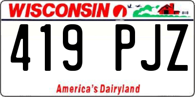 WI license plate 419PJZ