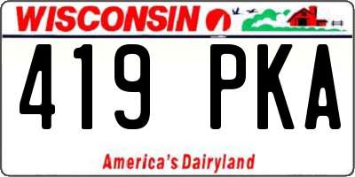 WI license plate 419PKA