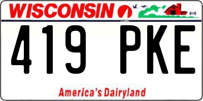 WI license plate 419PKE