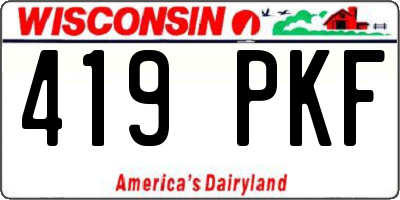 WI license plate 419PKF