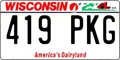 WI license plate 419PKG