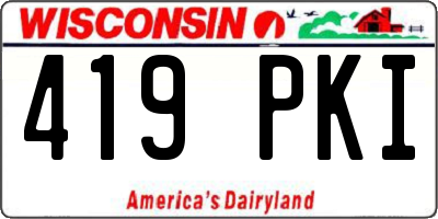 WI license plate 419PKI