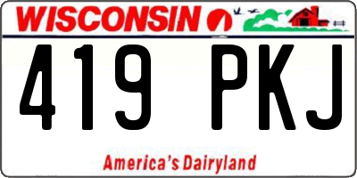 WI license plate 419PKJ