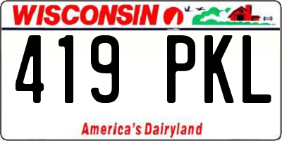 WI license plate 419PKL