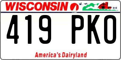 WI license plate 419PKO