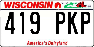 WI license plate 419PKP