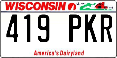 WI license plate 419PKR