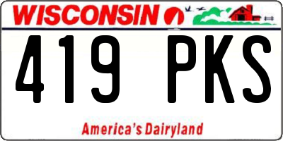 WI license plate 419PKS