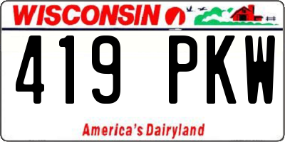 WI license plate 419PKW