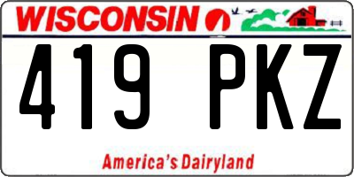 WI license plate 419PKZ