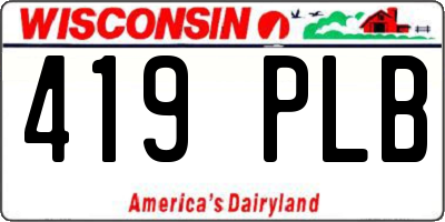 WI license plate 419PLB