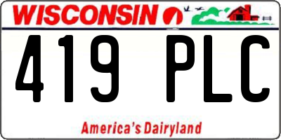 WI license plate 419PLC