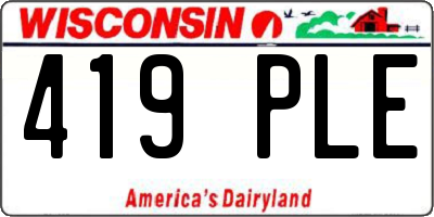 WI license plate 419PLE
