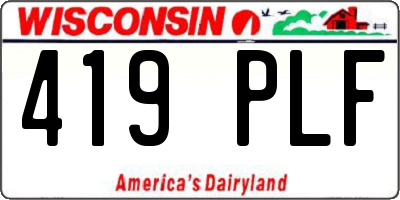 WI license plate 419PLF