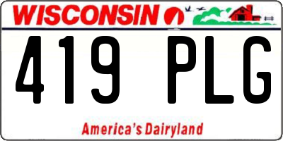WI license plate 419PLG