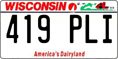 WI license plate 419PLI