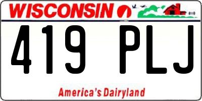 WI license plate 419PLJ