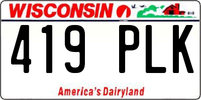 WI license plate 419PLK