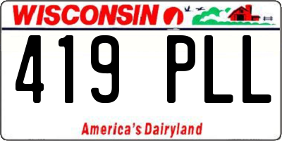 WI license plate 419PLL