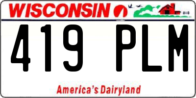 WI license plate 419PLM