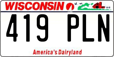 WI license plate 419PLN