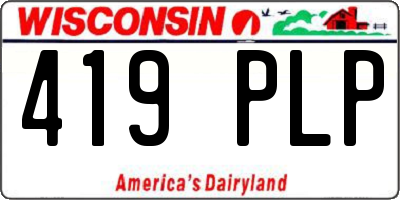 WI license plate 419PLP