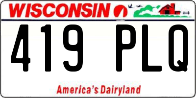 WI license plate 419PLQ