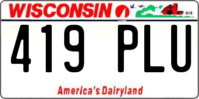 WI license plate 419PLU