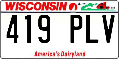 WI license plate 419PLV