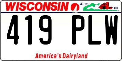 WI license plate 419PLW