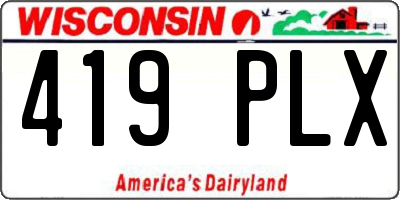 WI license plate 419PLX