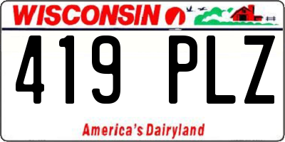 WI license plate 419PLZ