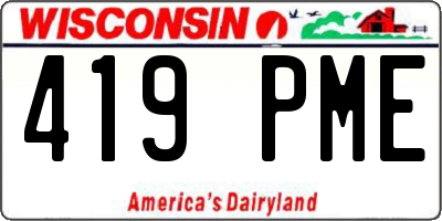 WI license plate 419PME