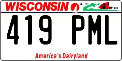 WI license plate 419PML
