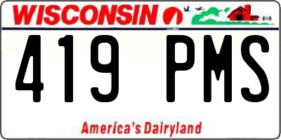 WI license plate 419PMS