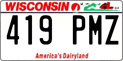WI license plate 419PMZ
