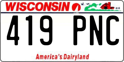 WI license plate 419PNC