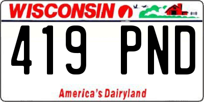 WI license plate 419PND