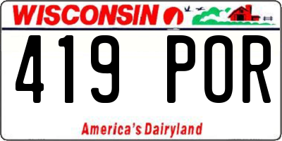 WI license plate 419POR