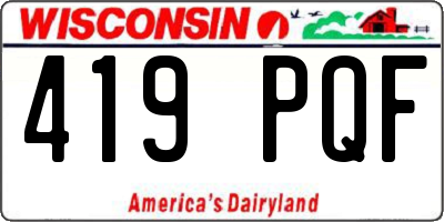 WI license plate 419PQF