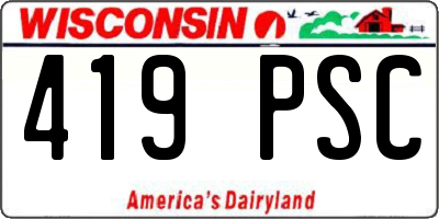 WI license plate 419PSC