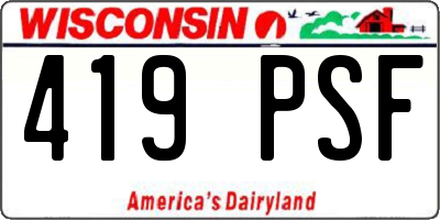 WI license plate 419PSF