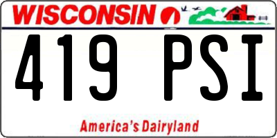 WI license plate 419PSI