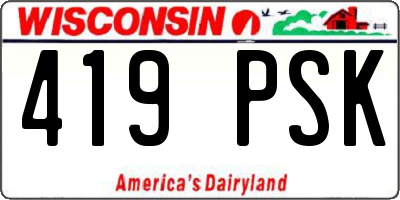 WI license plate 419PSK