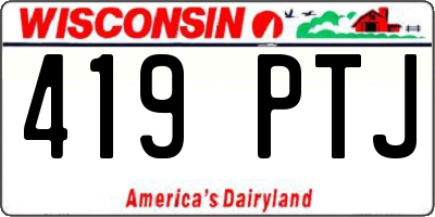 WI license plate 419PTJ